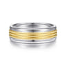 Ethan - 14K White-Yellow Gold 7mm - Two Tone Men's Wedding Band in High Polished Finish