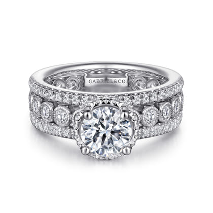 Ethel - 14K White Gold Round Diamond Engagement Ring
