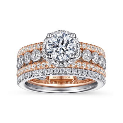 Ethel - 14K White-Rose Gold Round Diamond Engagement Ring