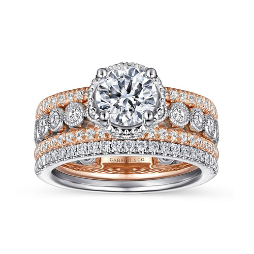 Ethel - 14K White-Rose Gold Round Diamond Engagement Ring - 0.73 ct - Shot 4