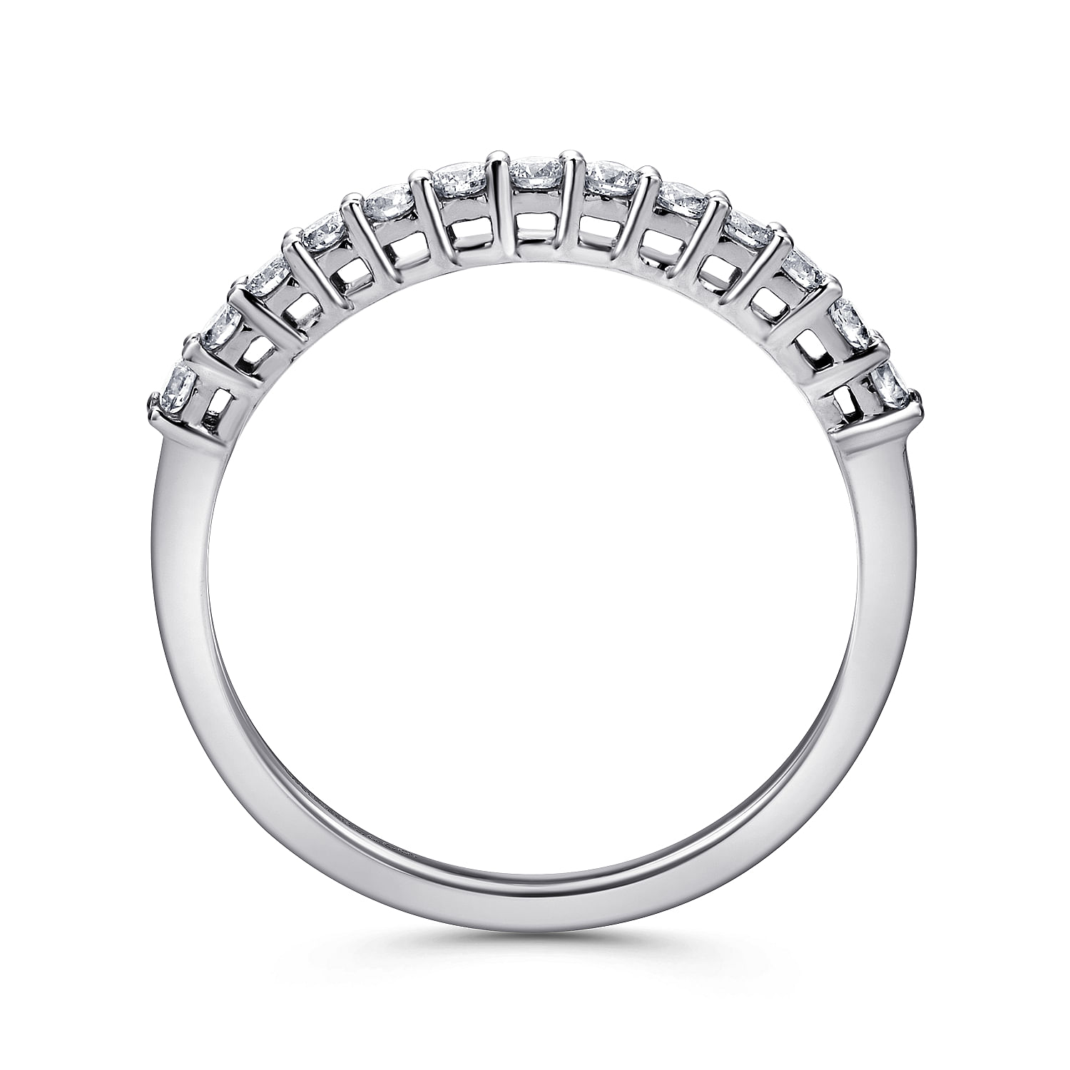 Etna - 14K White Gold Shared Prong Set Diamond Wedding Band - 0.25 ct - Shot 2