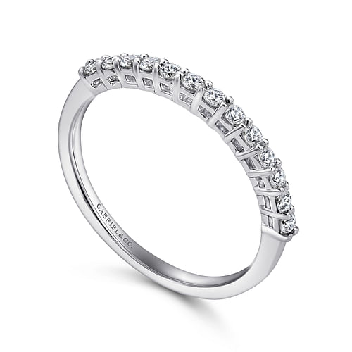 Etna - 14K White Gold Shared Prong Set Diamond Wedding Band - 0.25 ct - Shot 3