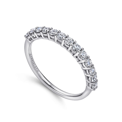Etna - 14K White Gold Shared Prong Set Diamond Wedding Band - 0.5 ct - Shot 3