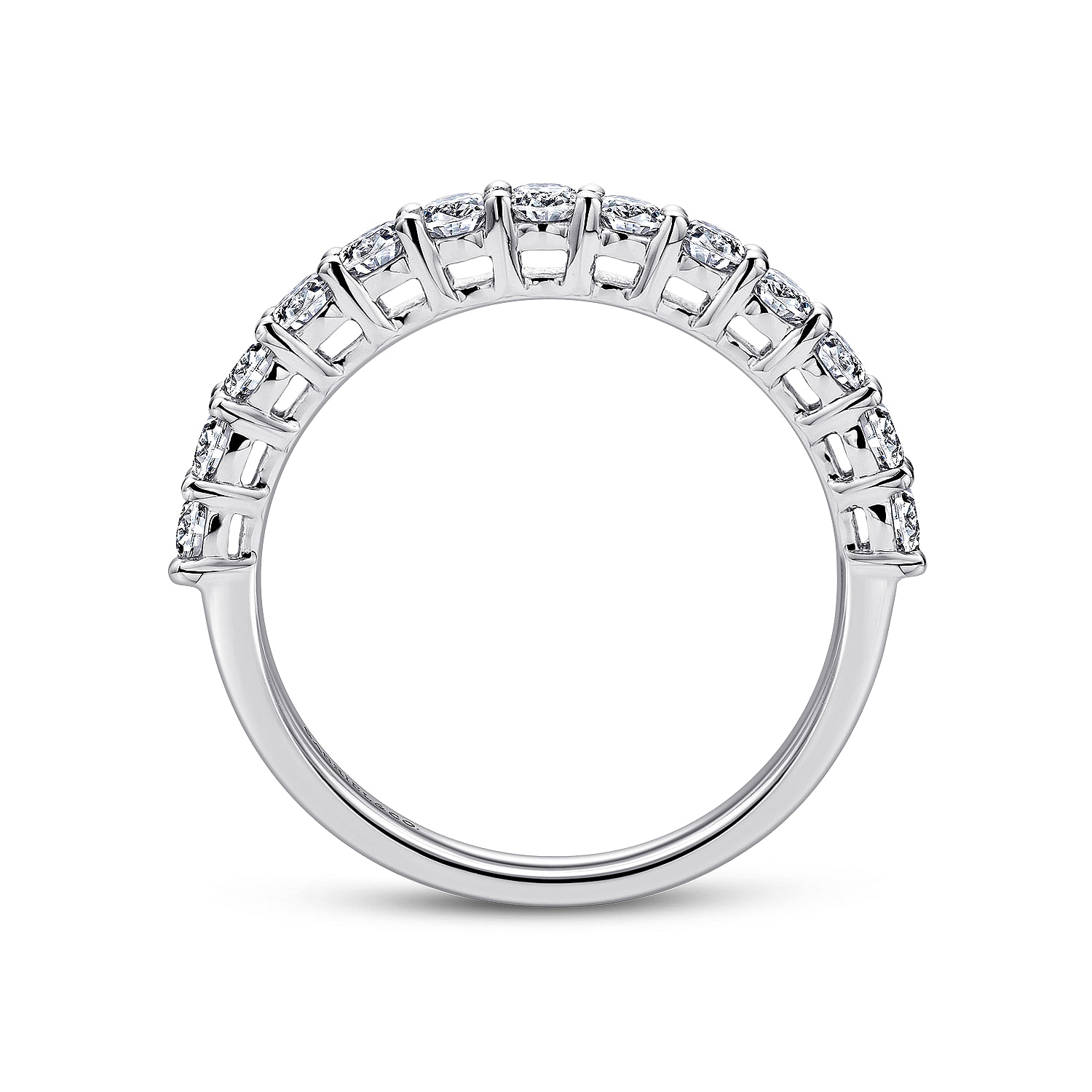 Etna - 14K White Gold Shared Prong Set Diamond Wedding Band - 0.65 ct - Shot 2