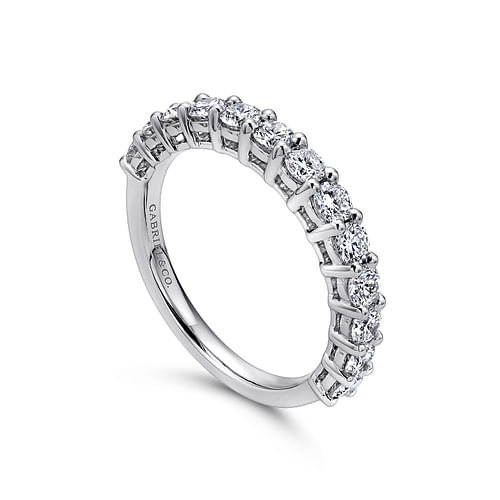 Etna - 14K White Gold Shared Prong Set Diamond Wedding Band - 0.95 ct - Shot 3