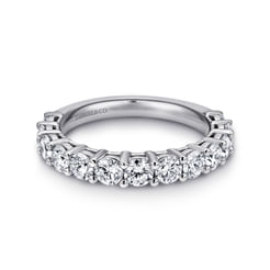 Etna - 14K White Gold Shared Prong Set Diamond Wedding Band