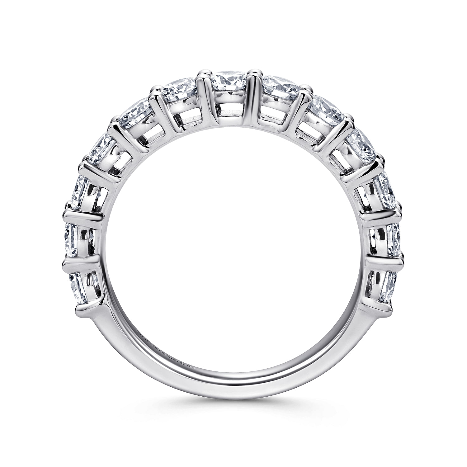 Etna - 14K White Gold Shared Prong Set Diamond Wedding Band - 1.5 ct - Shot 2