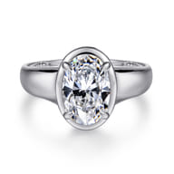 Ettie - 14K White Gold Bezel Prong Oval Diamond Engagement Ring