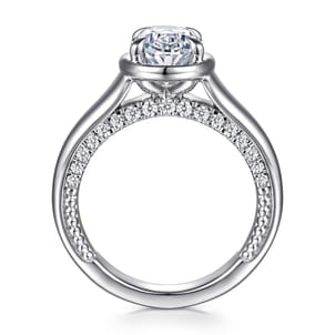 Ettie - 14K White Gold Bezel Prong Oval Diamond Engagement Ring