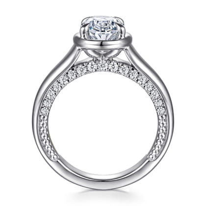 Ettie - 14K White Gold Bezel Prong Oval Diamond Engagement Ring