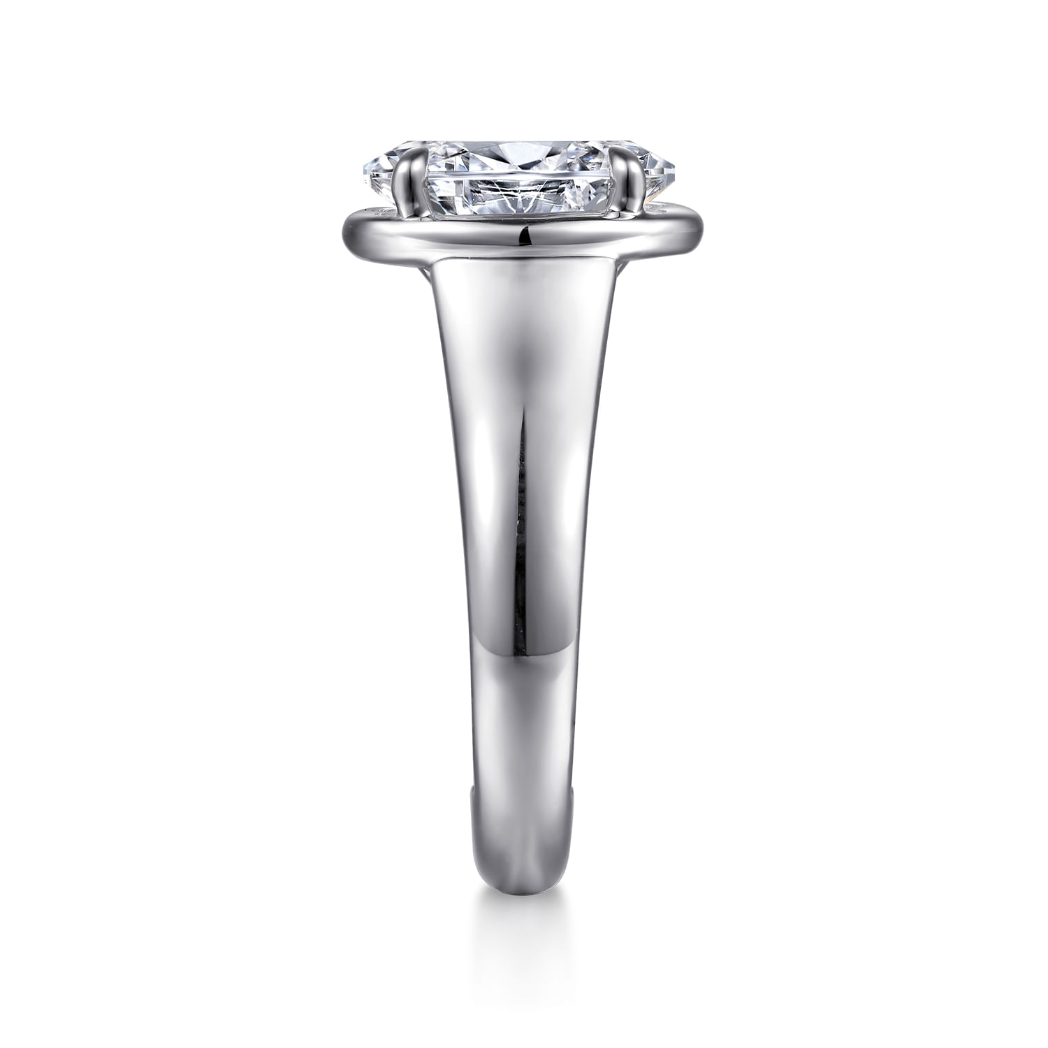 Ettie - 14K White Gold Bezel Prong Oval Diamond Engagement Ring