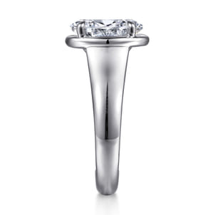 Ettie - 14K White Gold Bezel Prong Oval Diamond Engagement Ring