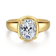 Ettie - 14K Yellow Gold Bezel Prong Elongated Cushion Diamond Engagement Ring