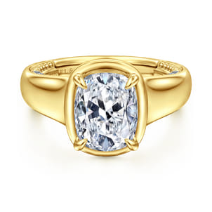 Ettie - 14K Yellow Gold Bezel Prong Elongated Cushion Diamond Engagement Ring