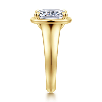Ettie - 14K Yellow Gold Bezel Prong Elongated Cushion Diamond Engagement Ring