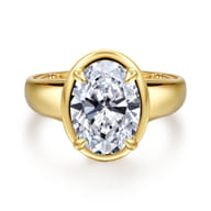 Ettie - 14K Yellow Gold Bezel Prong Oval Diamond Engagement Ring