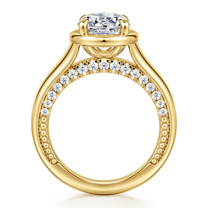 Ettie - 14K Yellow Gold Bezel Prong Oval Diamond Engagement Ring