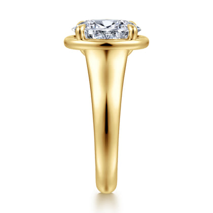 Ettie - 14K Yellow Gold Bezel Prong Oval Diamond Engagement Ring