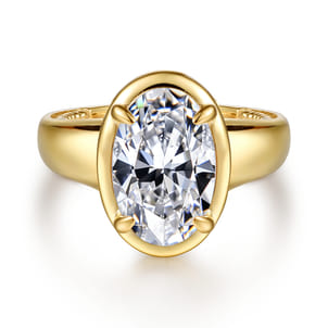 Ettie - 14K Yellow Gold Bezel Prong Oval Diamond Engagement Ring