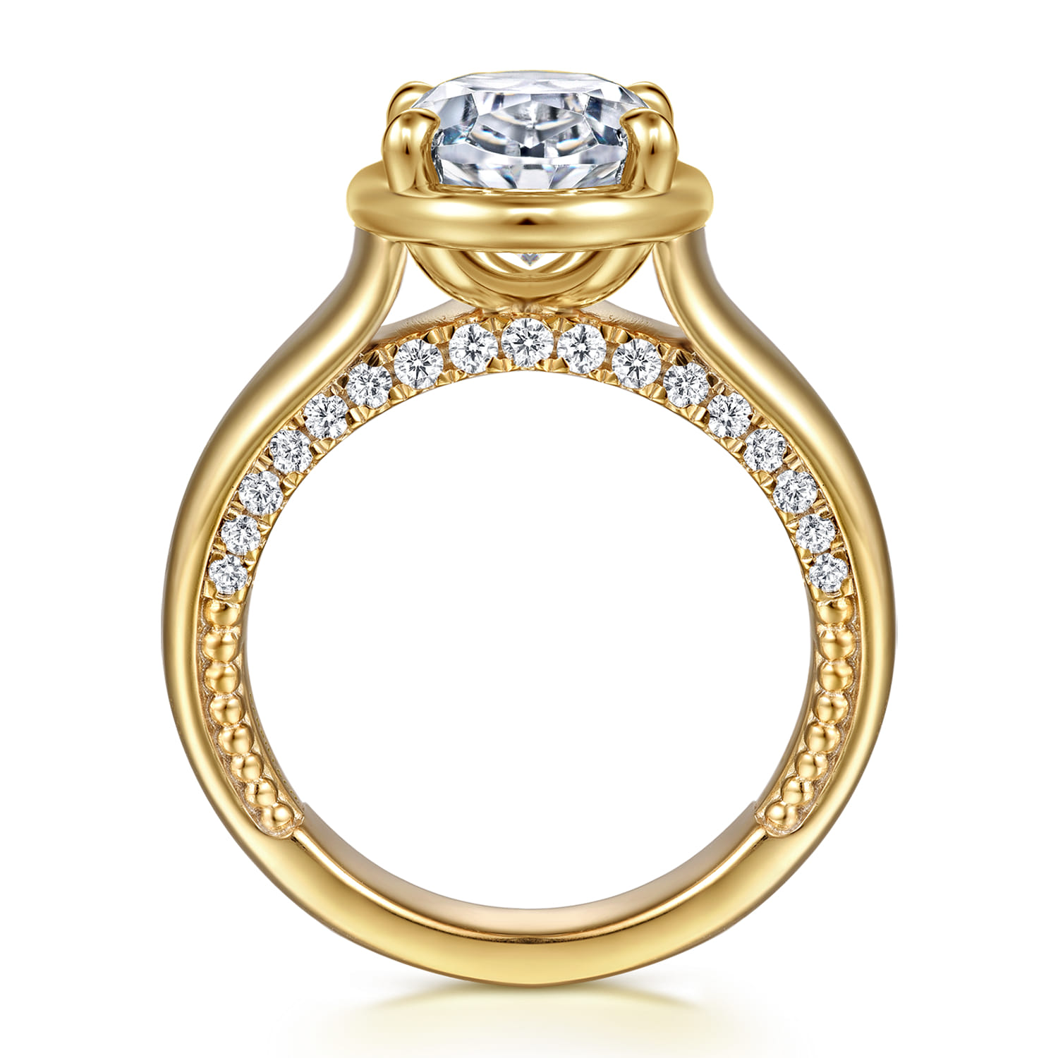 Ettie - 14K Yellow Gold Bezel Prong Oval Diamond Engagement Ring