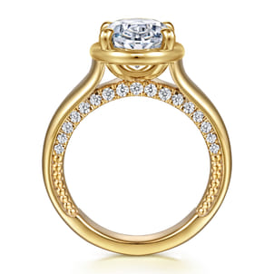 Ettie - 14K Yellow Gold Bezel Prong Oval Diamond Engagement Ring
