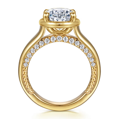 Ettie - 14K Yellow Gold Bezel Prong Oval Diamond Engagement Ring