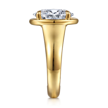 Ettie - 14K Yellow Gold Bezel Prong Oval Diamond Engagement Ring