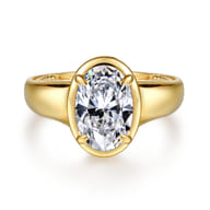 Ettie - 14K Yellow Gold Bezel Prong Oval Diamond Engagement Ring