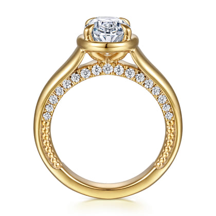 Ettie - 14K Yellow Gold Bezel Prong Oval Diamond Engagement Ring
