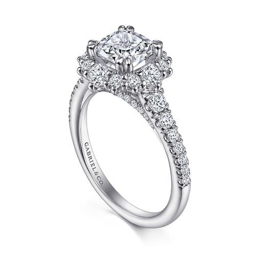 Eugenia - 14K White Gold Cushion Halo Diamond Engagement Ring - 1 ct - Shot 3