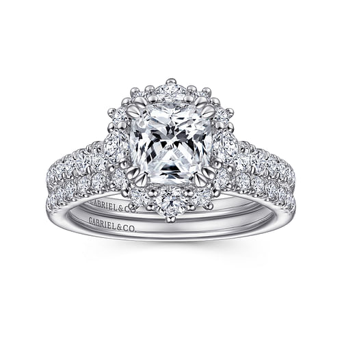 Eugenia - 14K White Gold Cushion Halo Diamond Engagement Ring - 1 ct - Shot 4