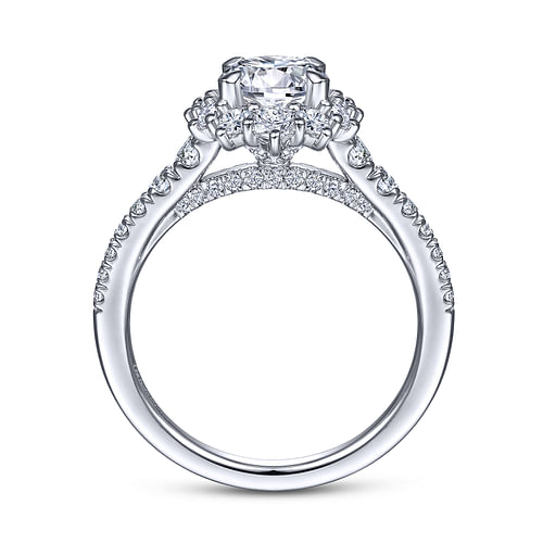 Eugenia - 14K White Gold Round Halo Diamond Engagement Ring - 0.88 ct - Shot 2