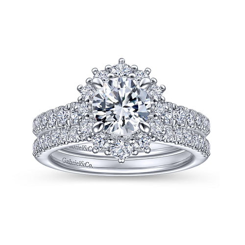 Eugenia - 14K White Gold Round Halo Diamond Engagement Ring - 0.88 ct - Shot 4