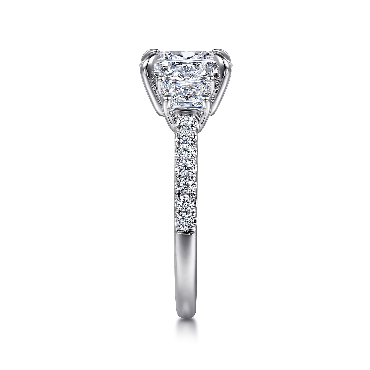 Euphoria - 14K White Gold Oval Three Stone Diamond Engagement Ring