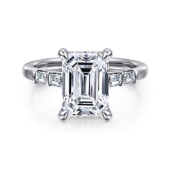 Eva - 14K White Gold Emerald Cut Diamond Engagement Ring
