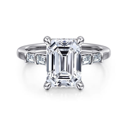 Eva - 14K White Gold Emerald Cut Diamond Engagement Ring