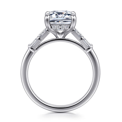 Eva - 14K White Gold Emerald Cut Diamond Engagement Ring