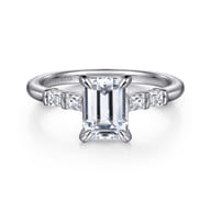 Eva - 14K White Gold Emerald Cut Diamond Engagement Ring