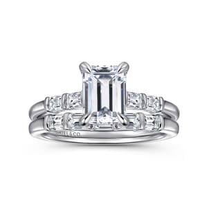 Eva - 14K White Gold Emerald Cut Diamond Engagement Ring