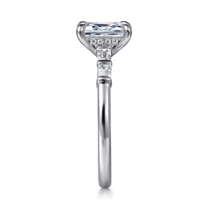 Eva - 14K White Gold Emerald Cut Diamond Engagement Ring