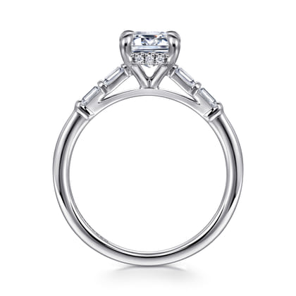 Eva - 14K White Gold Emerald Cut Five Stone Diamond Engagement Ring