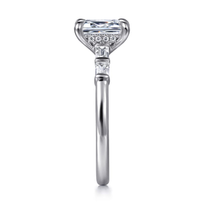 Eva - 14K White Gold Emerald Cut Five Stone Diamond Engagement Ring