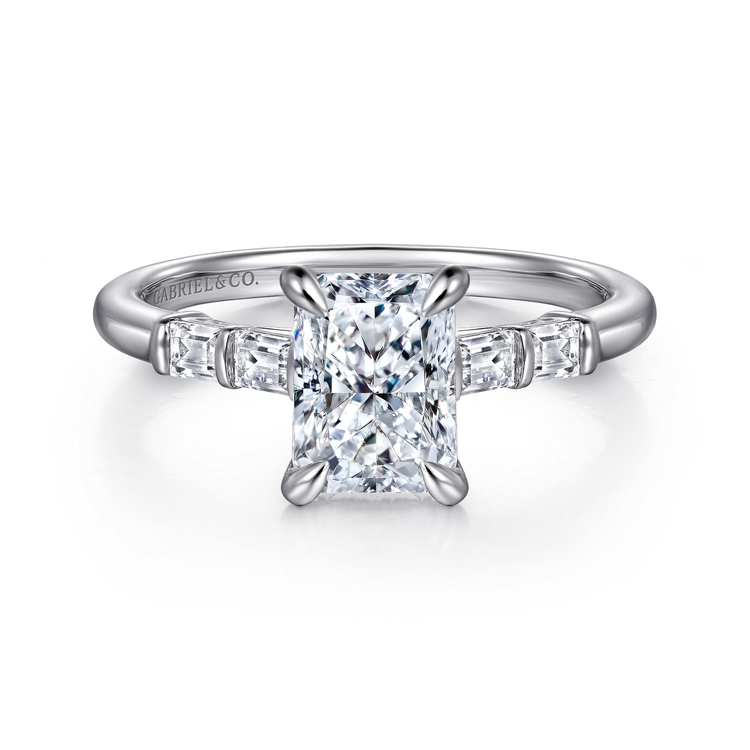 Eva - 14K White Gold Radiant Cut Diamond Engagement Ring