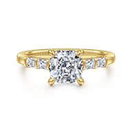 Eva - 14K Yellow Gold Cushion Cut Diamond Engagement Ring