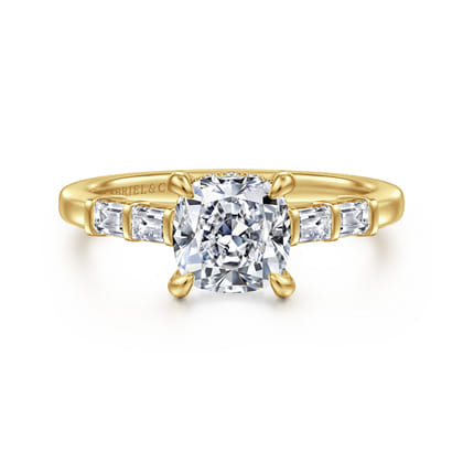 Eva - 14K Yellow Gold Cushion Cut Diamond Engagement Ring