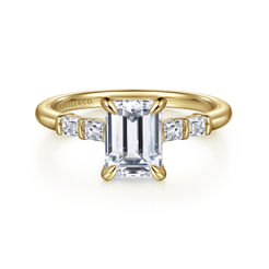14K Yellow Gold Emerald Cut Diamond Engagement Ring