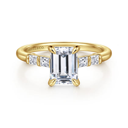 Eva - 14K Yellow Gold Emerald Cut Diamond Engagement Ring