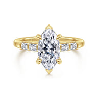 Eva - 14K Yellow Gold Marquise Shape Diamond Engagement Ring