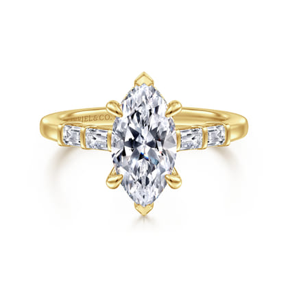 Eva - 14K Yellow Gold Marquise Shape Diamond Engagement Ring