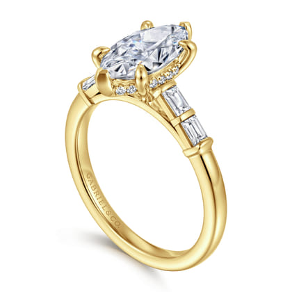 Eva - 14K Yellow Gold Marquise Shape Diamond Engagement Ring